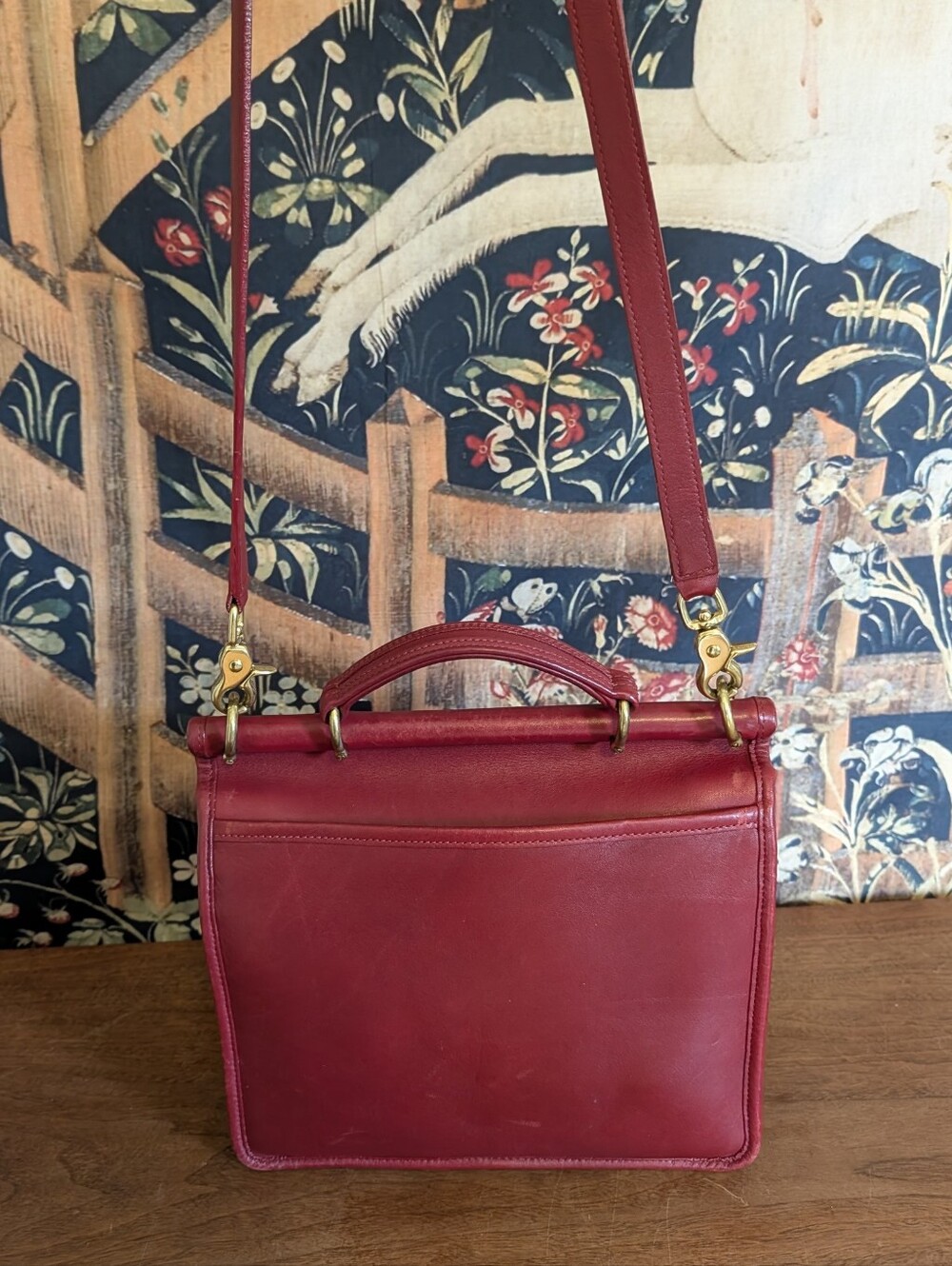 Vintage Coach Willis Bag Red Leather Brass Hardware Crossbody 9927 - Picture 5 of 16